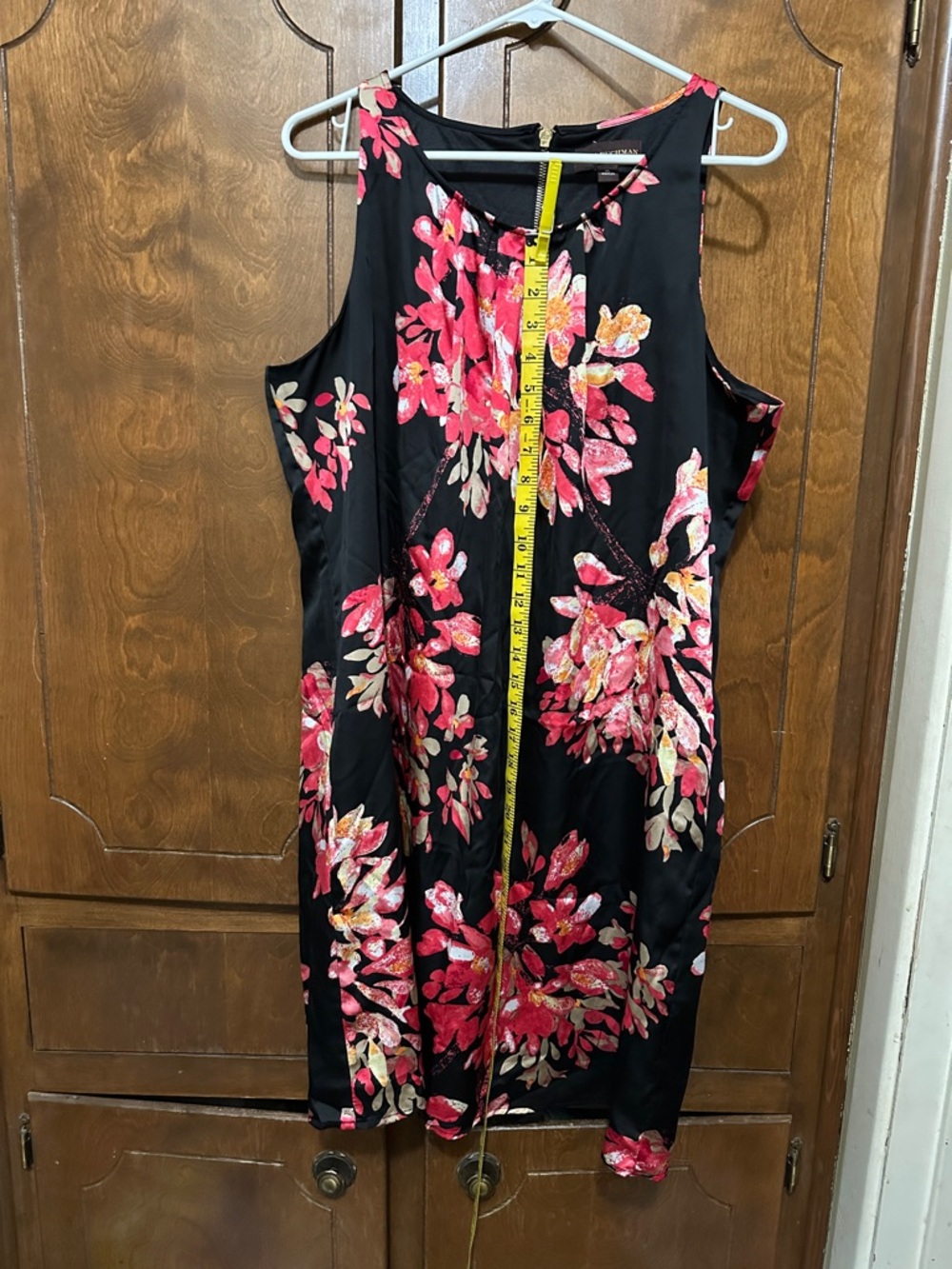 Dana Buchman Black Shift Dress Pink, Red & Orange Floral Print - XL
